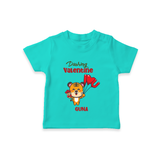 Dashing Valentine - Valentine's Day Themed Customized T-Shirt For Kids - TEAL - 0-5 Months Old (Chest 17")