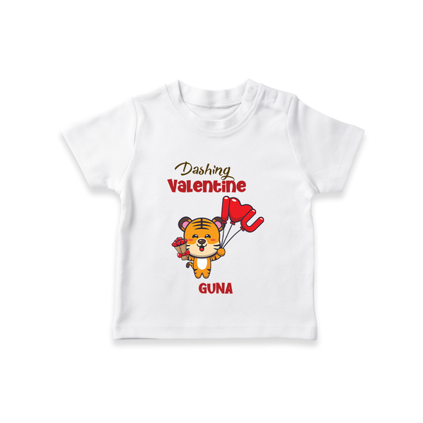 Dashing Valentine - Valentine's Day Themed Customized T-Shirt For Kids - WHITE - 0-5 Months Old (Chest 17")