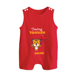 Dashing Valentine - Valentine's Day Themed Customized Romper Suit For Babies - RED - 0 - 5 Months Old (Chest 18")