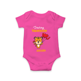 Dashing Valentine - Valentine's Day Themed Customized Romper For Babies - HOT PINK - 0 - 3 Months Old (Chest 16")