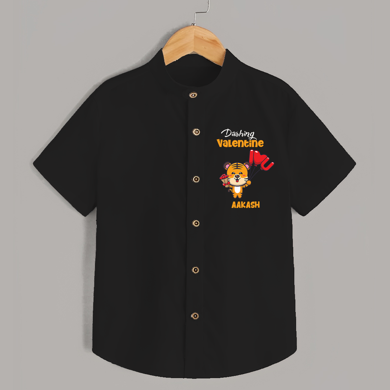 Dashing Valentine - Valentine's Day Themed Customized Shirt For Kids - BLACK - 0 - 6 Months Old (Chest 23")