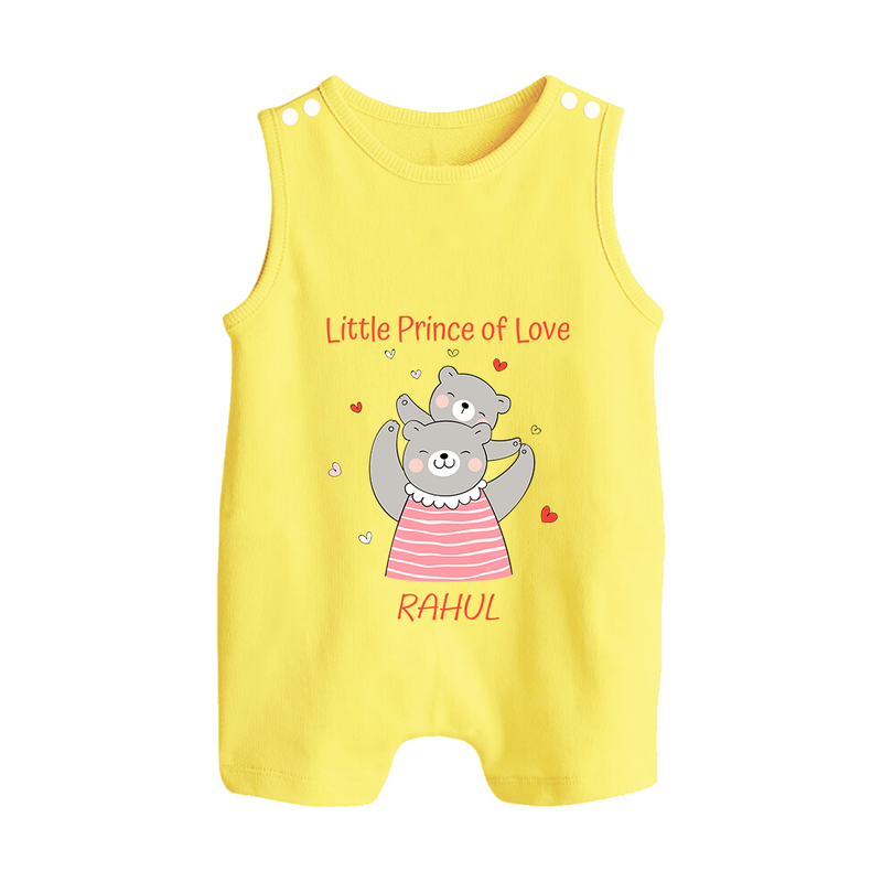 Little Prince Of Love - Valentine's Day Themed Customized Romper Suit For Babies - PASTEL YELLOW - 0 - 5 Months Old (Chest 18")