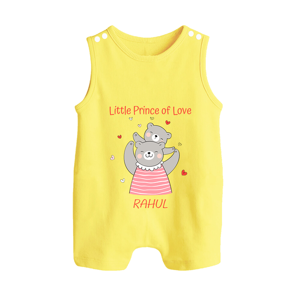 Little Prince Of Love - Valentine's Day Themed Customized Romper Suit For Babies - PASTEL YELLOW - 0 - 5 Months Old (Chest 18")