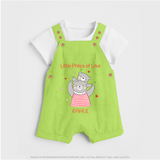 Little Prince Of Love - Valentine's Day Themed Customized Dungaree Set For Kids - GREEN - 0 - 5 Months Old (Chest 18")