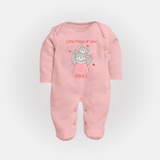 Little Prince Of Love - Valentine's Day Themed Customized Sleep Suit For Babies - BABY PINK - New Born (Chest 7.5")