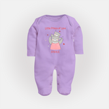 Little Prince Of Love - Valentine's Day Themed Customized Sleep Suit For Babies - LILAC - New Born (Chest 7.5")