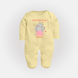 Little Prince Of Love - Valentine's Day Themed Customized Sleep Suit For Babies - PASTEL YELLOW - New Born (Chest 7.5")