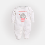 Little Prince Of Love - Valentine's Day Themed Customized Sleep Suit For Babies - WHITE - New Born (Chest 7.5")