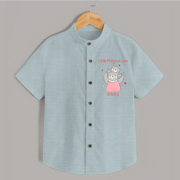 Little Prince Of Love - Valentine's Day Themed Customized Shirt For Kids - ARCTIC BLUE - 0 - 6 Months Old (Chest 23")