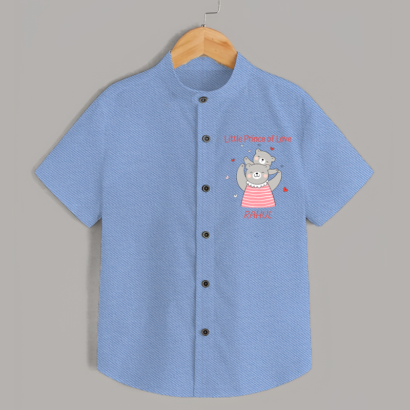 Little Prince Of Love - Valentine's Day Themed Customized Shirt For Kids - SKY BLUE - 0 - 6 Months Old (Chest 23")