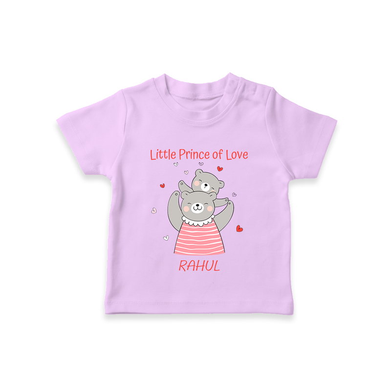 Little Prince Of Love - Valentine's Day Themed Customized T-Shirt For Kids - LILAC - 0-5 Months Old (Chest 17")