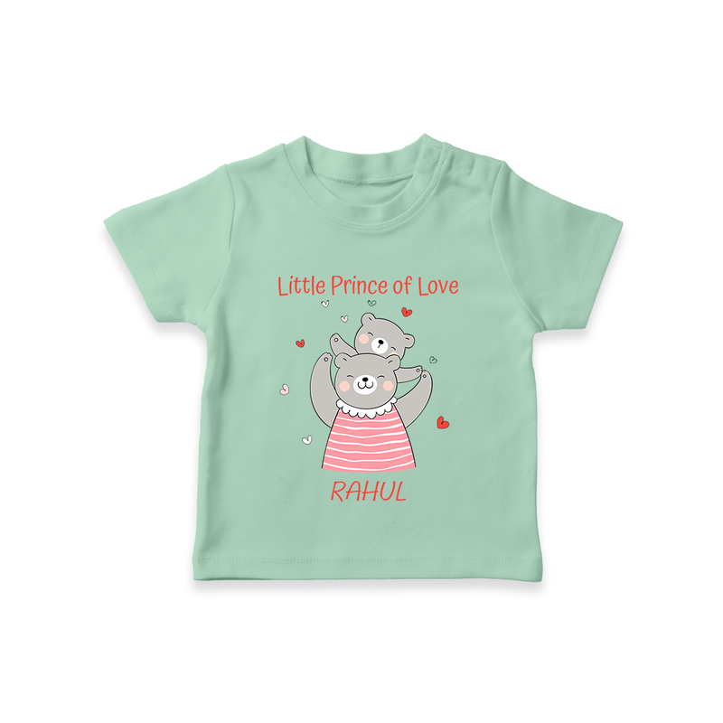 Little Prince Of Love - Valentine's Day Themed Customized T-Shirt For Kids - MINT GREEN - 0-5 Months Old (Chest 17")