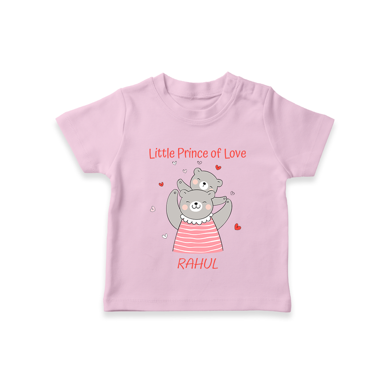 Little Prince Of Love - Valentine's Day Themed Customized T-Shirt For Kids - PINK - 0-5 Months Old (Chest 17")