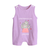 Little Prince Of Love - Valentine's Day Themed Customized Romper Suit For Babies - LILAC - 0 - 5 Months Old (Chest 18")