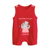 Little Prince Of Love - Valentine's Day Themed Customized Romper Suit For Babies - RED - 0 - 5 Months Old (Chest 18")