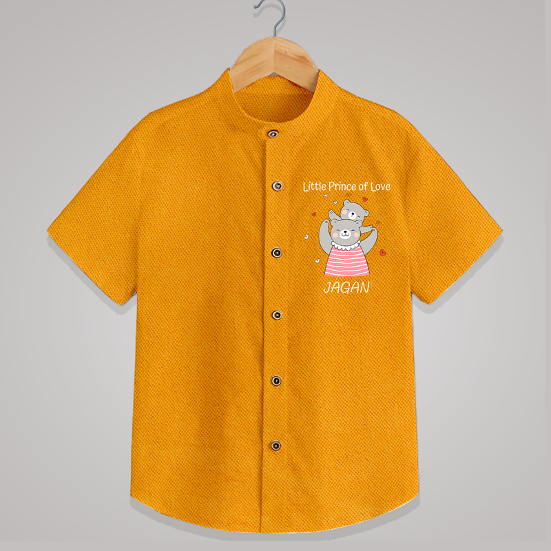 Little Prince Of Love - Valentine's Day Themed Customized Shirt For Kids - CHROME YELLOW - 0 - 6 Months Old (Chest 23")