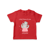 Little Prince Of Love - Valentine's Day Themed Customized T-Shirt For Kids - RED - 0-5 Months Old (Chest 17")