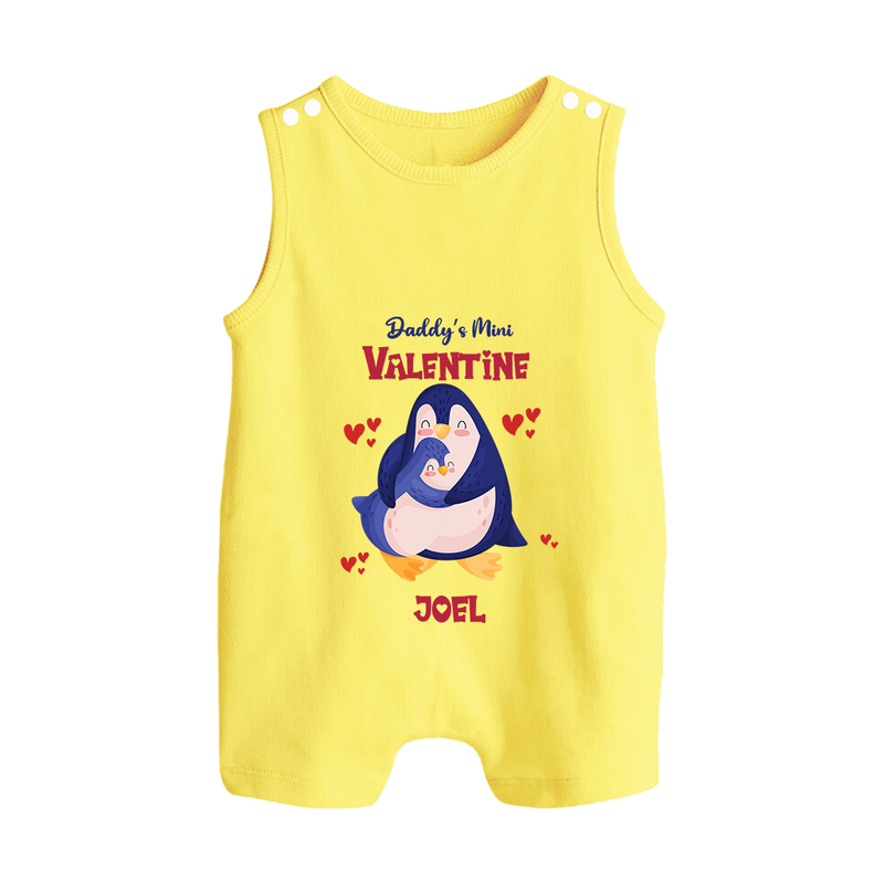 Daddy's Mini Valentine - Valentine's Day Themed Customized Romper Suit For Babies - PASTEL YELLOW - 0 - 5 Months Old (Chest 18")