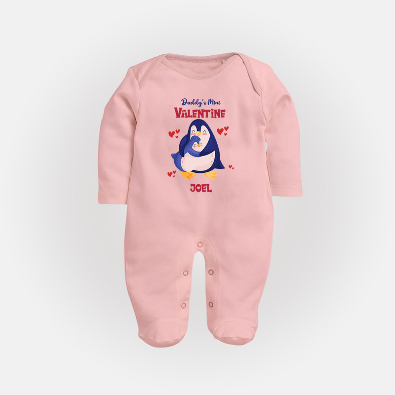 Daddy's Mini Valentine - Valentine's Day Themed Customized Sleep Suit For Babies - BABY PINK - New Born (Chest 7.5")