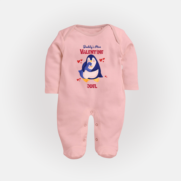 Daddy's Mini Valentine - Valentine's Day Themed Customized Sleep Suit For Babies - BABY PINK - New Born (Chest 7.5")