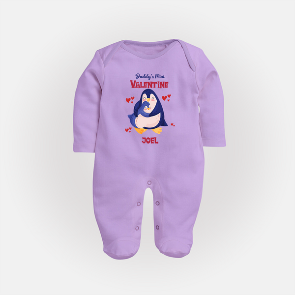 Daddy's Mini Valentine - Valentine's Day Themed Customized Sleep Suit For Babies - LILAC - New Born (Chest 7.5")