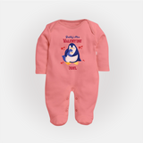 Daddy's Mini Valentine - Valentine's Day Themed Customized Sleep Suit For Babies - PEACH - New Born (Chest 7.5")