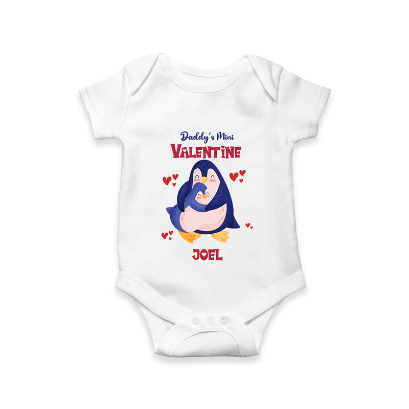 Daddy's Mini Valentine - Valentine's Day Themed Customized Romper For Babies - WHITE - 0 - 3 Months Old (Chest 16")