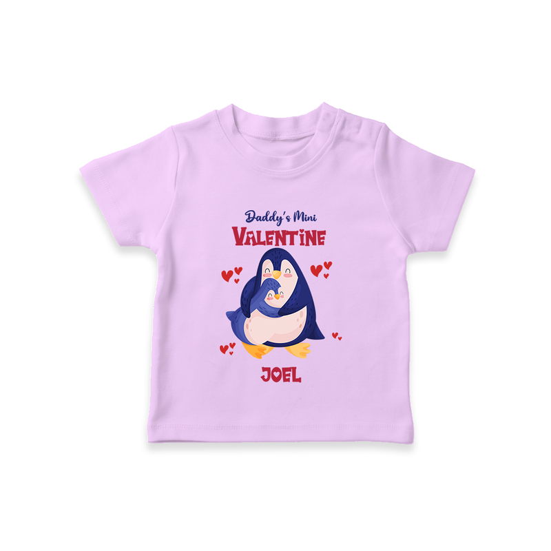 Daddy's Mini Valentine - Valentine's Day Themed Customized T-Shirt For Kids - LILAC - 0-5 Months Old (Chest 17")