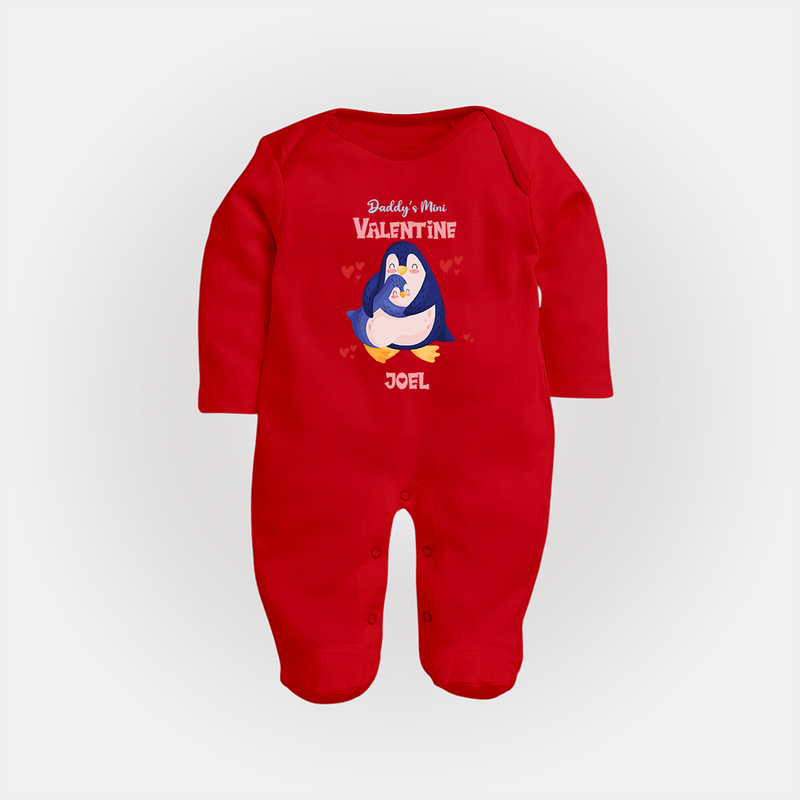 Daddy's Mini Valentine - Valentine's Day Themed Customized Sleep Suit For Babies - RED - New Born (Chest 7.5")