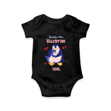 Daddy's Mini Valentine - Valentine's Day Themed Customized Romper For Babies - BLACK - 0 - 3 Months Old (Chest 16")