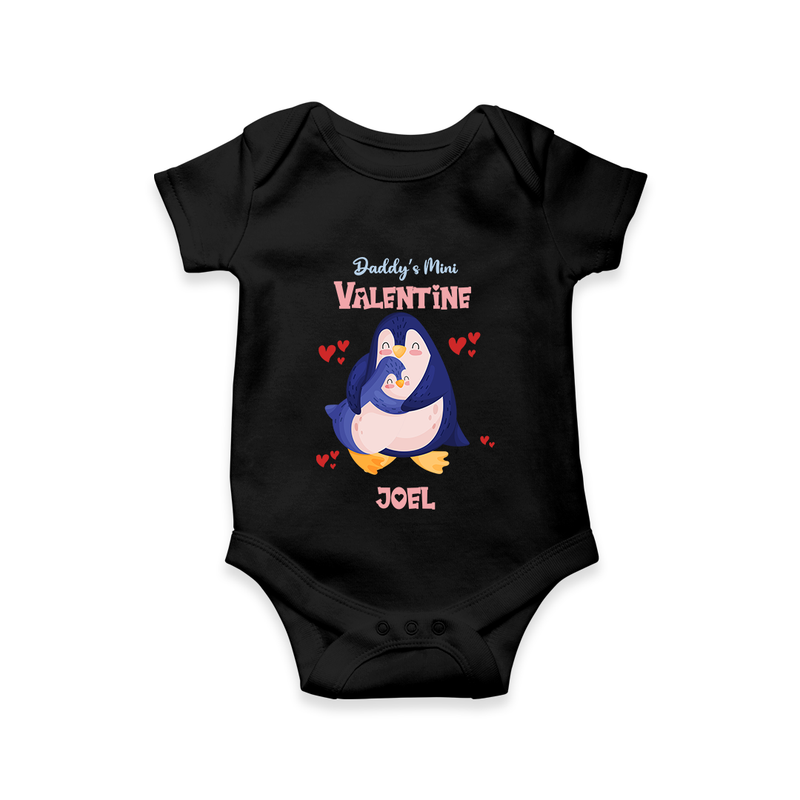 Daddy's Mini Valentine - Valentine's Day Themed Customized Romper For Babies - BLACK - 0 - 3 Months Old (Chest 16")