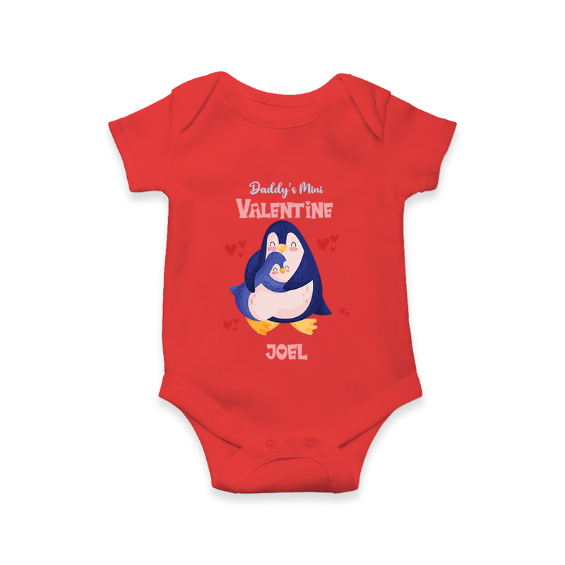 Daddy's Mini Valentine - Valentine's Day Themed Customized Romper For Babies - RED - 0 - 3 Months Old (Chest 16")