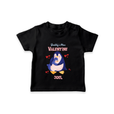 Daddy's Mini Valentine - Valentine's Day Themed Customized T-Shirt For Kids - BLACK - 0-5 Months Old (Chest 17")