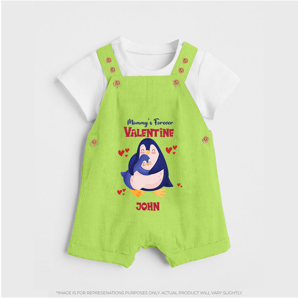 Mommy's Forever - Valentine's Day Themed Customized Dungaree Set For Kids - GREEN - 0 - 5 Months Old (Chest 18")