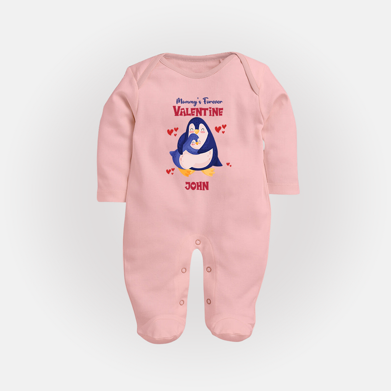 Mommy's Forever - Valentine's Day Themed Customized Sleep Suit For Babies - BABY PINK - New Born (Chest 7.5")