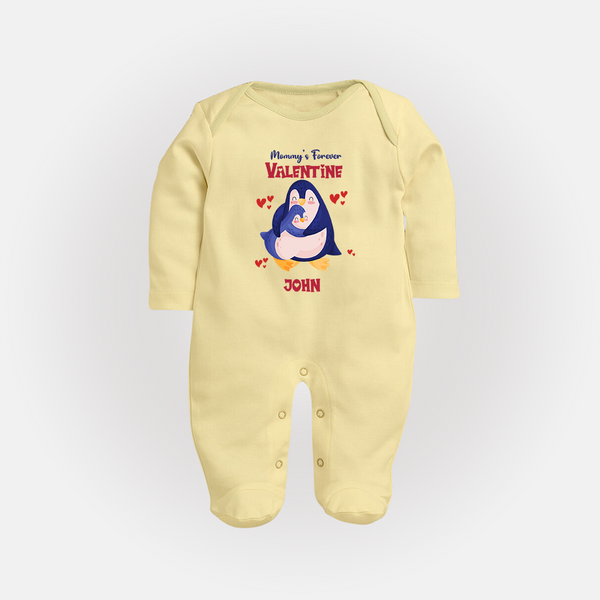 Mommy's Forever - Valentine's Day Themed Customized Sleep Suit For Babies - PASTEL YELLOW - New Born (Chest 7.5")