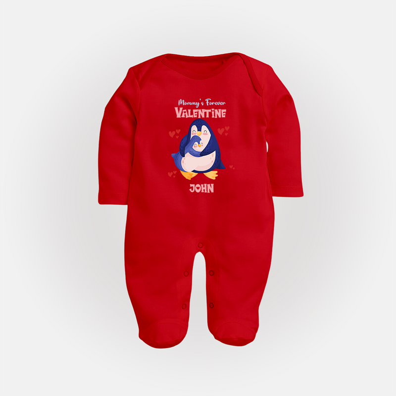 Mommy's Forever - Valentine's Day Themed Customized Sleep Suit For Babies - RED - New Born (Chest 7.5")