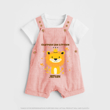 Charming Like A Prince - Valentine's Day Themed Customized Dungaree Set For Kids - PEACH - 0 - 5 Months Old (Chest 18")