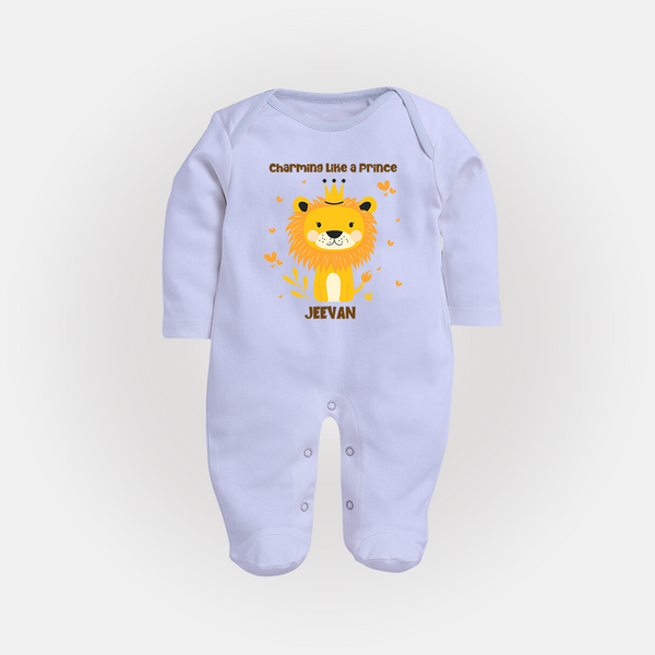 Charming Like A Prince - Valentine's Day Themed Customized Sleep Suit For Babies - BABY BLUE - New Born (Chest 7.5")