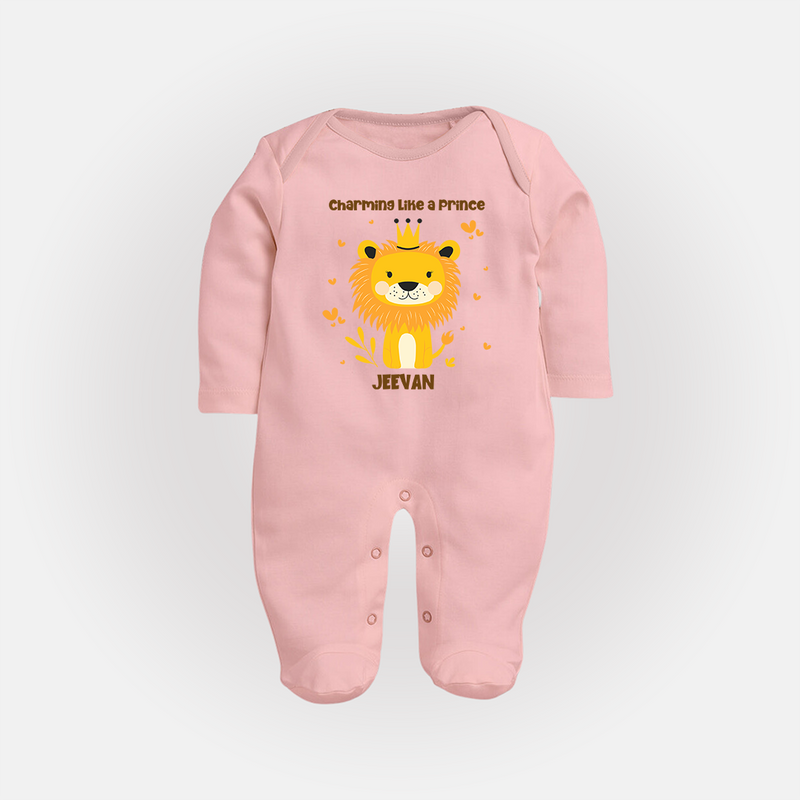 Charming Like A Prince - Valentine's Day Themed Customized Sleep Suit For Babies - BABY PINK - New Born (Chest 7.5")