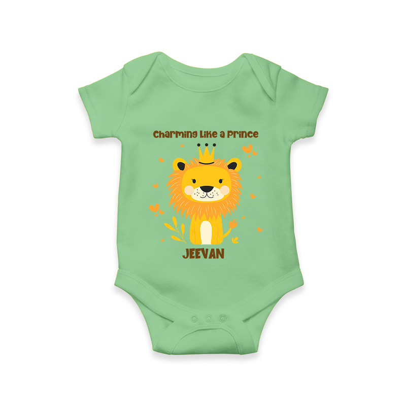 Charming Like A Prince - Valentine's Day Themed Customized Romper For Babies - GREEN - 0 - 3 Months Old (Chest 16")