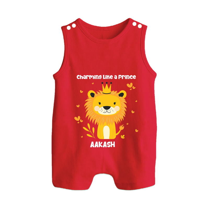 Charming Like A Prince - Valentine's Day Themed Customized Romper Suit For Babies - RED - 0 - 5 Months Old (Chest 18")