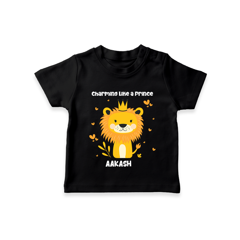 Charming Like A Prince - Valentine's Day Themed Customized T-Shirt For Kids - BLACK - 0-5 Months Old (Chest 17")