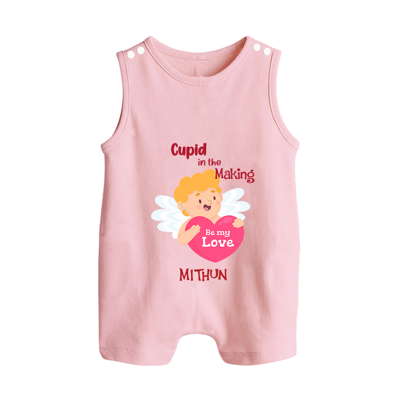 Cupid In The Making - Valentine's Day Themed Customized Romper Suit For Babies - BABY PINK - 0 - 5 Months Old (Chest 18")