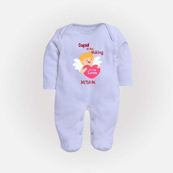 Cupid In The Making - Valentine's Day Themed Customized Sleep Suit For Babies - BABY BLUE - New Born (Chest 7.5")