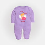 Cupid In The Making - Valentine's Day Themed Customized Sleep Suit For Babies - LILAC - New Born (Chest 7.5")