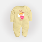 Cupid In The Making - Valentine's Day Themed Customized Sleep Suit For Babies - PASTEL YELLOW - New Born (Chest 7.5")