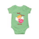 Cupid In The Making - Valentine's Day Themed Customized Romper For Babies - GREEN - 0 - 3 Months Old (Chest 16")