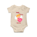 Cupid In The Making - Valentine's Day Themed Customized Romper For Babies - IVORY - 0 - 3 Months Old (Chest 16")