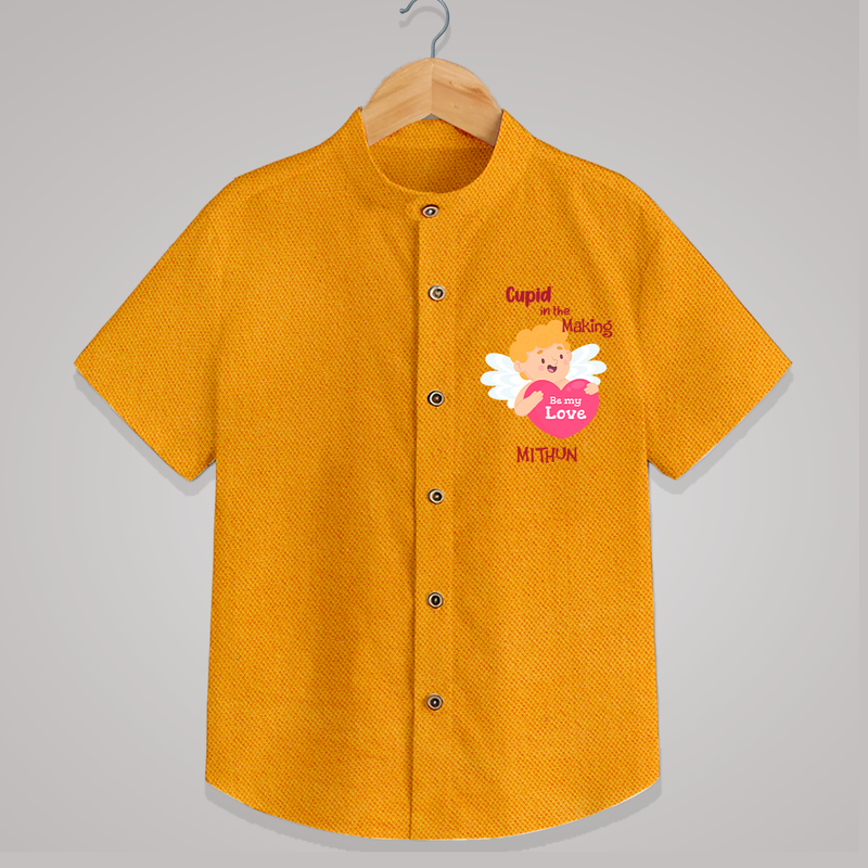 Cupid In The Making - Valentine's Day Themed Customized Shirt For Kids - CHROME YELLOW - 0 - 6 Months Old (Chest 23")